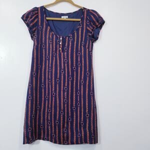 Shoshanna Silk Chain-link Print Shift Mini Dress Short Sleeves